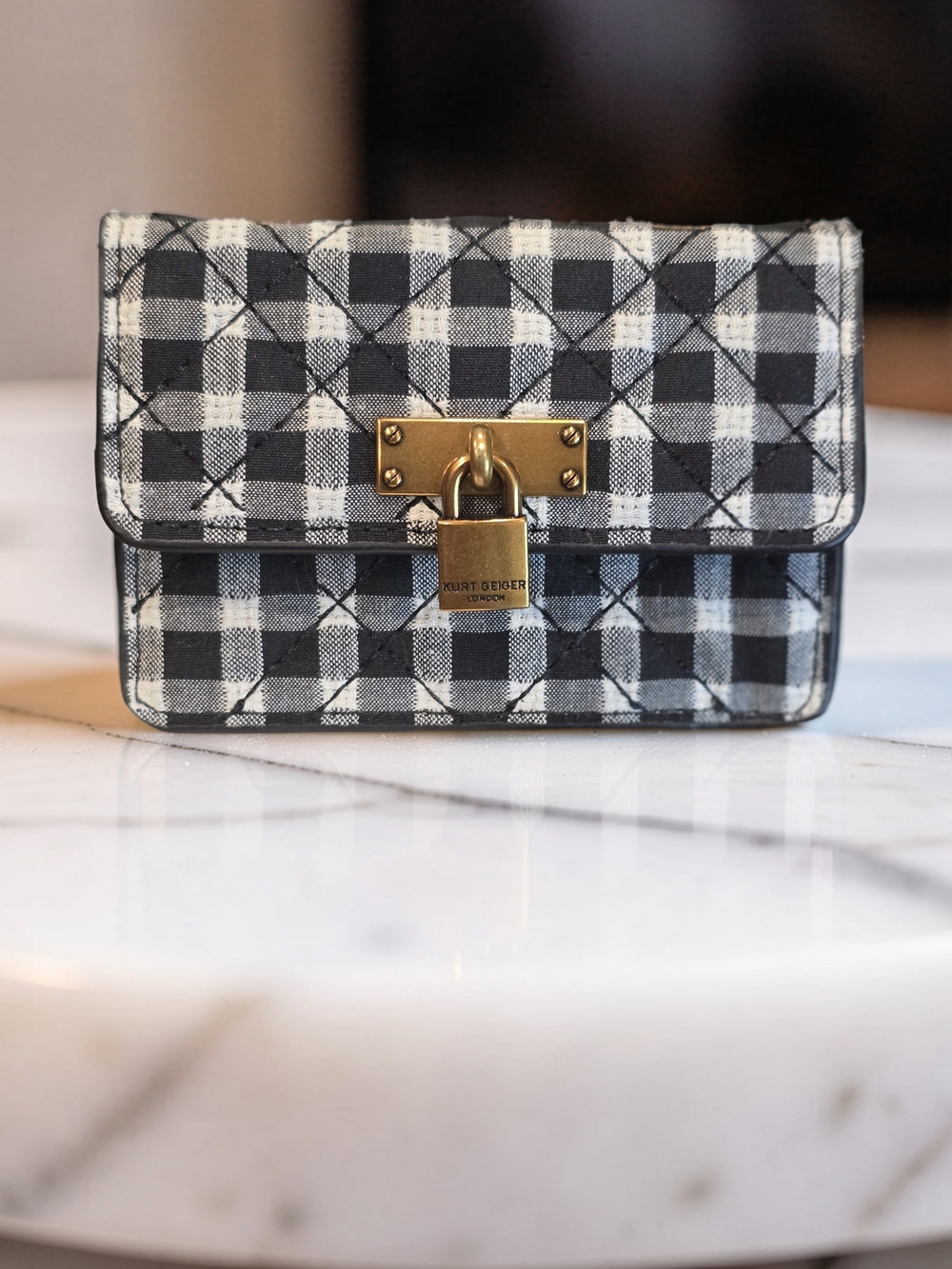 NWT Kurt Geiger London Micro Brixton Gingham Crossbody Bag